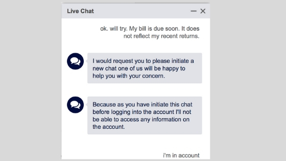 Online Live Chat and Bad CX Example 